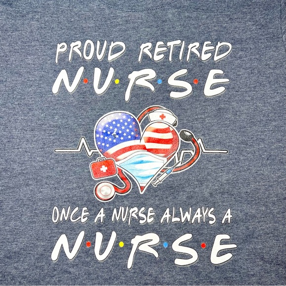 Nursing Retiree Scoop Neck Short Sleeve Cotton Stretch Tshirt RN LPN Friends NWT - Picture 2 of 11